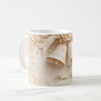 Elegantes Hochzeitsdesign mit Glocken und Rosen コーヒーマグカップ