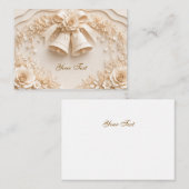 Elegantes Hochzeitsdesign mit Glocken und Rosen ノートカード (正面/裏面)