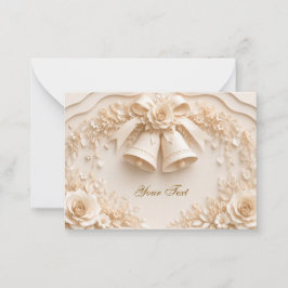 Elegantes Hochzeitsdesign mit Glocken und Rosen ノートカード