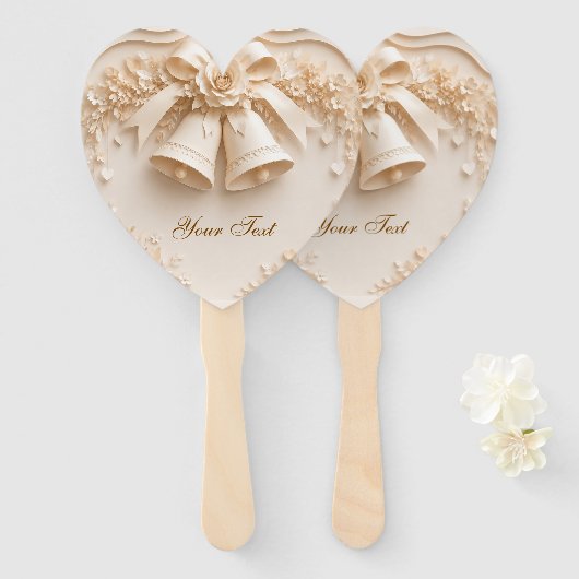 Elegantes Hochzeitsdesign mit Glocken und Rosen ハンドファン (正面&裏面)