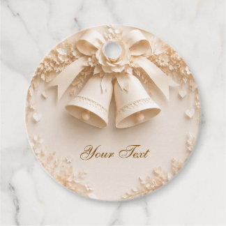 Elegantes Hochzeitsdesign mit Glocken und Rosen フェイバータグ