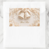Elegantes Hochzeitsdesign mit Glocken und Rosen 長方形シール (バッグ)