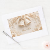 Elegantes Hochzeitsdesign mit Glocken und Rosen 長方形シール (封筒)