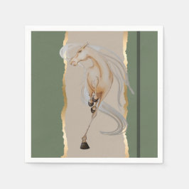 Elegantes Serviette mit edlem Pferdemotiv スタンダードカクテルナプキン