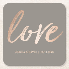 Eleganttの原稿のフェイクなホイルのばら色の金ゴールド愛 スクエアペーパーコースター