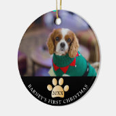 Elegany Blackと金ゴールド犬の初めてのクリスマス写真 セラミックオーナメント (左)