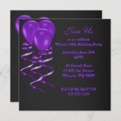 Elegentの紫色のブランデーグラスのバースデーパーティ招待状 招待状 (正面/裏面)