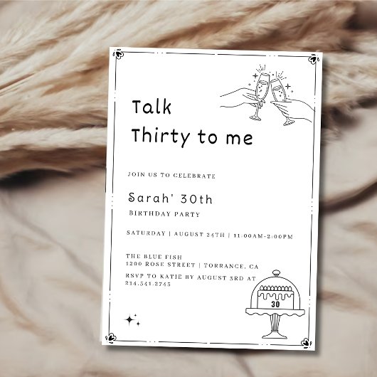 ElegentシンプルのTalk 30へ私30th誕生日パーティー 招待状