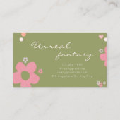 Elegent Chic Green Daisy Cute Bakery 名刺 (裏面)