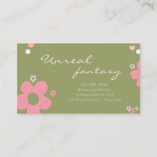 Elegent Chic Green Daisy Cute Bakery 名刺 (裏面)