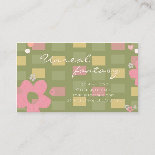 Elegent Chic Green Daisy Cute Bakery 名刺 (裏面)