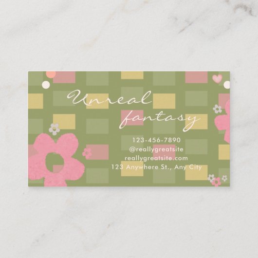 Elegent Chic Green Daisy Cute Bakery 名刺 (裏面)