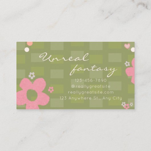 Elegent Chic Green Daisy Cute Bakery 名刺 (裏面)