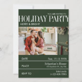 Elegent Green Magazine Cover Christmasパーティー 招待状 (正面)