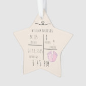 Elegent Minimal Baby Name Script & Birth Stats オーナメント (正面)