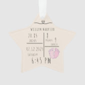 Elegent Minimal Baby Name Script & Birth Stats  オーナメント (正面)