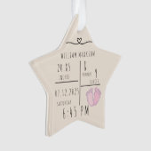 Elegent Minimal Baby Name Script & Birth Stats  オーナメント (正面)