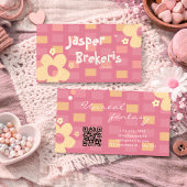 Elegent Retro Chic Pink Daisy Cute 名刺