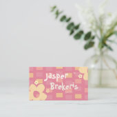 Elegent Retro Chic Pink Daisy Cute  名刺 (スタンド正面)