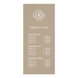 Elegent Simple Professional Logo Menu Price List ラックカード