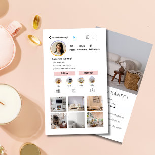 Elegent Social Media Instagramインテリアデザイナー 名刺