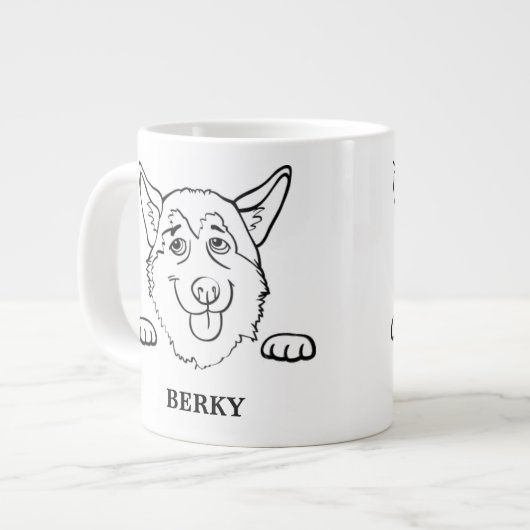 Elegnat犬の品種名前をカスタムするマグ ジャンボコーヒーマグカップ (正面左)