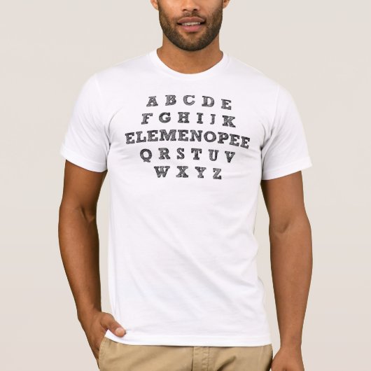 Elemenopee Alphabet おもしろい Tシャツ (正面)