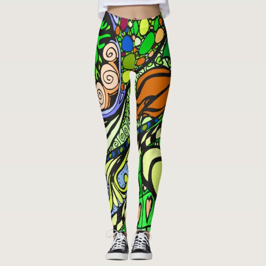 Element 9b Doodle Fine Art Leggings green レギンス (正面)