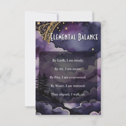 Elemental Balance Pagan Prayer Pocket Ritual Card 招待状 (正面)