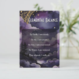 Elemental Balance Pagan Prayer Pocket Ritual Card 招待状
