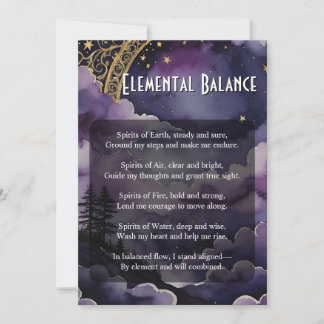 Elemental Balance Pagan Prayer Ritual Card 招待状