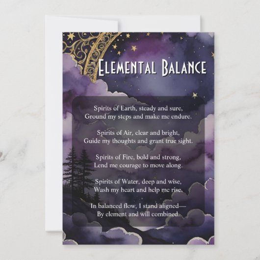 Elemental Balance Pagan Prayer Ritual Card 招待状 (正面)