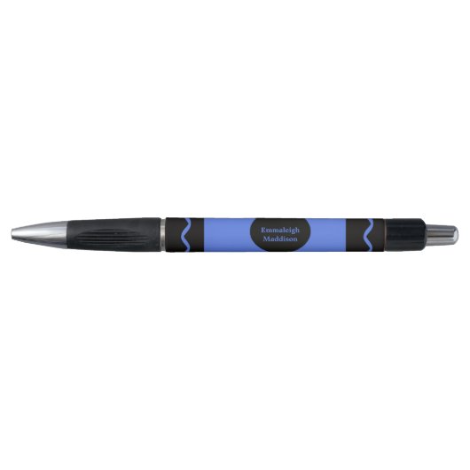 Elemental Blue Crayon Wrap Monogram Name ボールペン (正面)