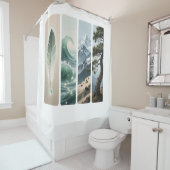 Elemental Nature Feather Wave Mountain Pine シャワーカーテン (インサイチュ)