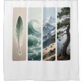 Elemental Nature Feather Wave Mountain Pine シャワーカーテン (正面)