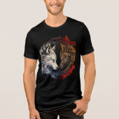 Elemental Wolves – Fire & Ice Spirit Art トライブレンドTシャツ (正面)
