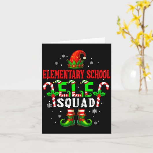 Elementary School Elf Squad Xmas Elf Hat Scute Ss  カード (黄色い花)