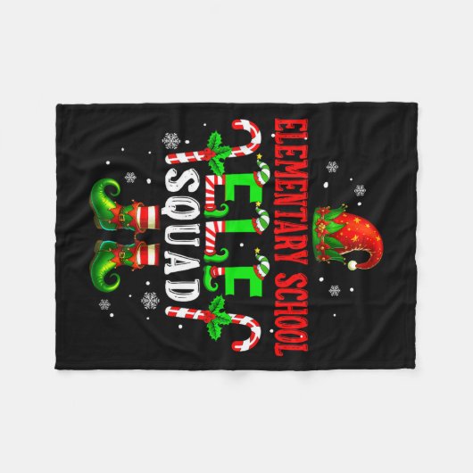 Elementary School Elf Squad Xmas Elf Hat Scute Ss フリースブランケット (正面(横))