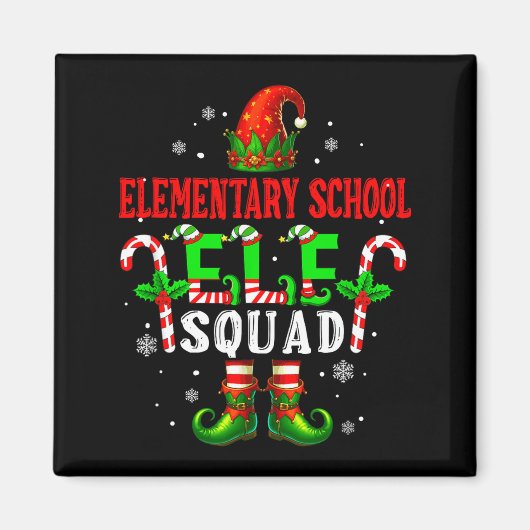 Elementary School Elf Squad Xmas Elf Hat Scute Ss  マグネット (正面)
