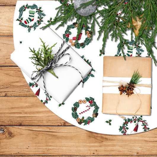 Elementos decorativos de navidad dentro de coronas ブラッシュドポリエステルツリースカート