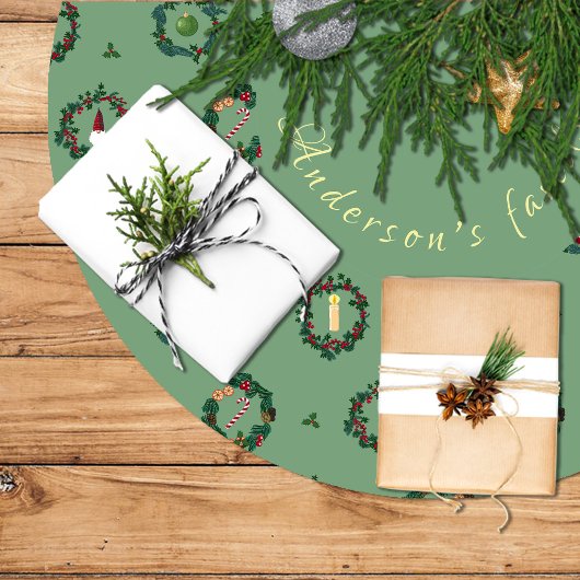 Elementos decorativos dentro de coronas de navidad ブラッシュドポリエステルツリースカート