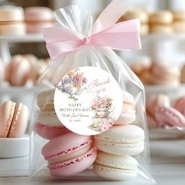 Elengant Floral Vintage Tea Mother's Day Thank you ラウンドシール