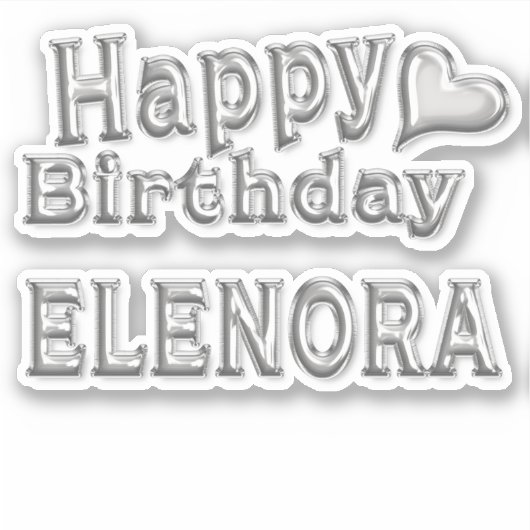 Elenora Happy Birthday silver Aufkleber Sticker シール (正面)