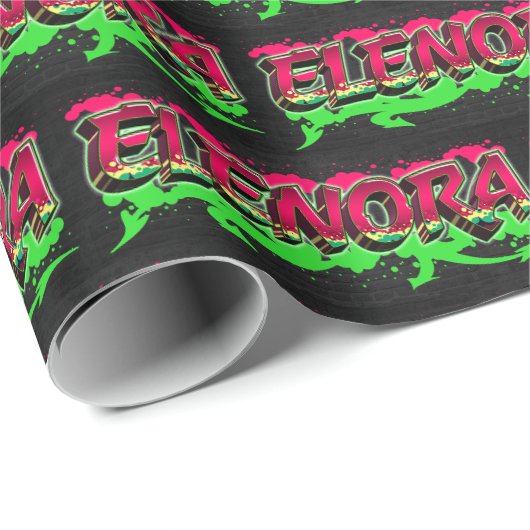 Elenora Vorname Name Graffiti red green ラッピングペーパー (ロールコーナー)