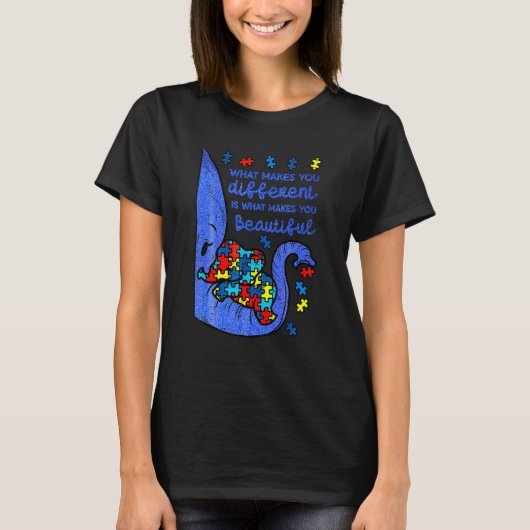 Eleph Ant あなたを特別にするもの 自閉症啓発 Tシャツ (正面)