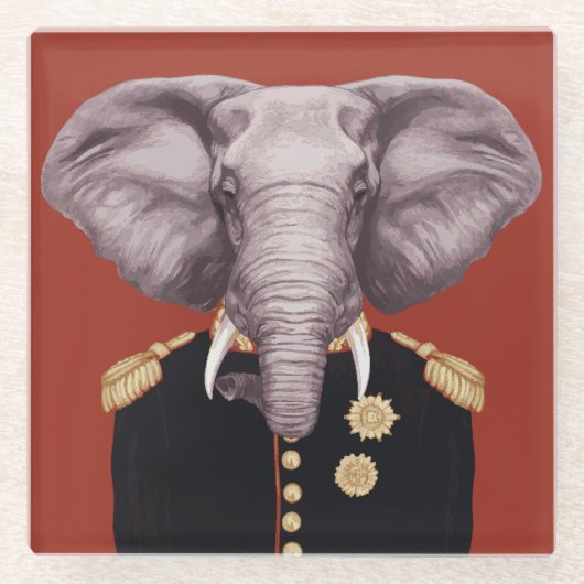Elephant大尉 ガラスコースター (正面)