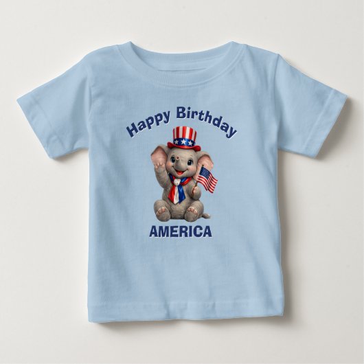 Elephant (5d) Patriotic Kid T-Shirt ベビーTシャツ (正面)
