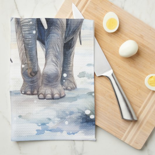 Elephant and Baby キッチンタオル (四つ折り)
