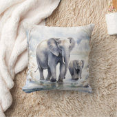 Elephant and Baby クッション (ブランケット)