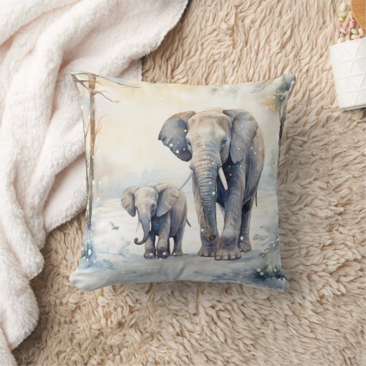 Elephant and Baby クッション (ブランケット)
